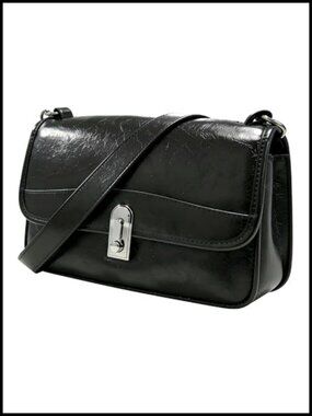 Oil Wax Faux Leather Crossbody Shoulder Bag Turn Lock Adjustable Strap